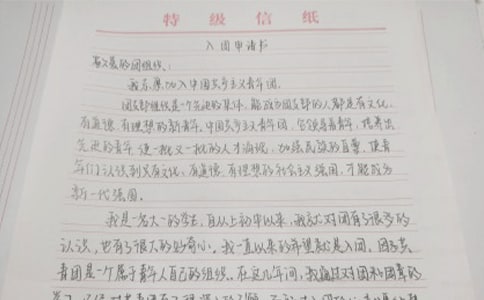 2019初中學生入團申請書